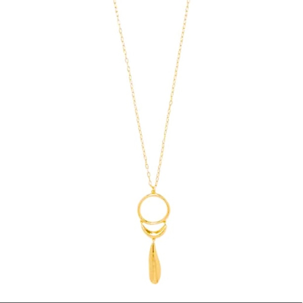 Sole Society Hammered 12k Gold-Plated Open Ring Pendant Necklace - Picture 9 of 10